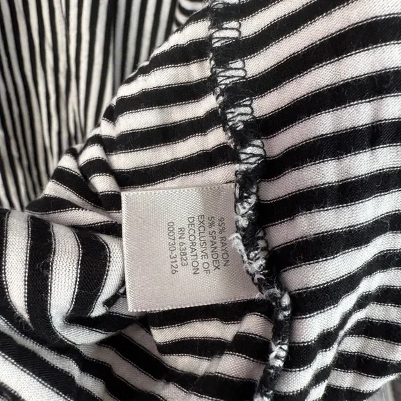 CJ Banks mini dress or long top Black and White Striped stripes Lace Accents - Picture 11 of 13